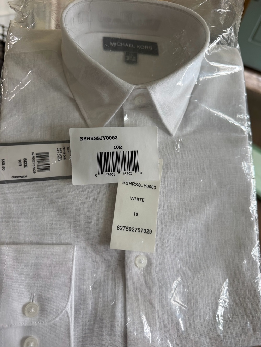 Michael Kors White Men's Dress Shirt - Classic Point Collar
